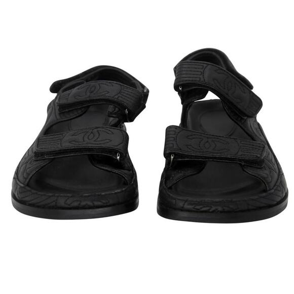 Chanel Chunky Cc Logo Embossed 39 Leather Dad Sandals CC-0525N-0212 - Picture 3 of 11